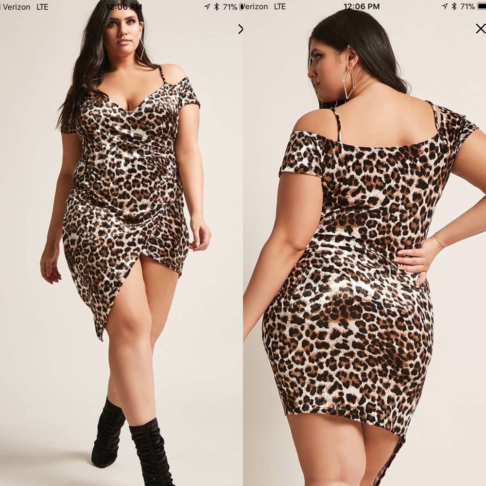 Forever 21+ Plus Velvet Leopard Dress